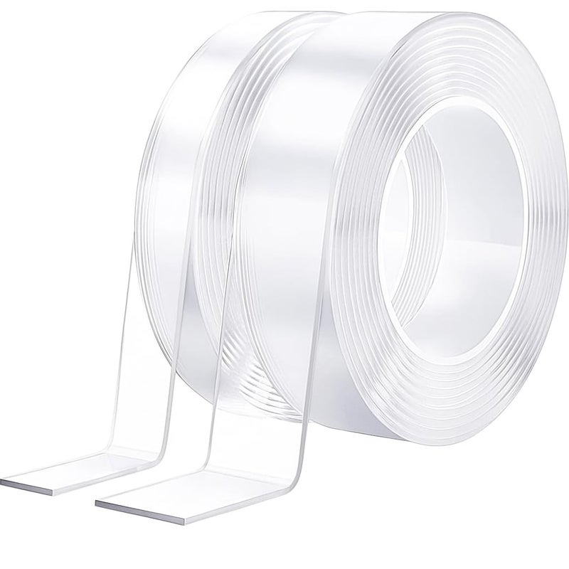 DMAASA Double Sided Tape Heavy Duty 2 Rolls – 240" x 1.2" & 0.8" Clear Removable Nano Mounting Tape for Poster, Carpet, Picture Hanging, Wall, Rug & DIY – Strong Adhesive Multipurpose Mounting Tape 20 Feet - Image 1